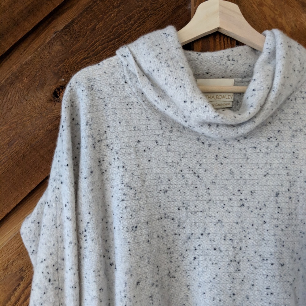 CYNTHIA ROWLEY Flecked Cowl Neck Cashmere Sweater - Picture 3 of 6